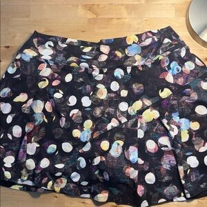 Dona Jo Women’s Baseline Skort 15” Black Yellow Dots Pockets Size 3- XL